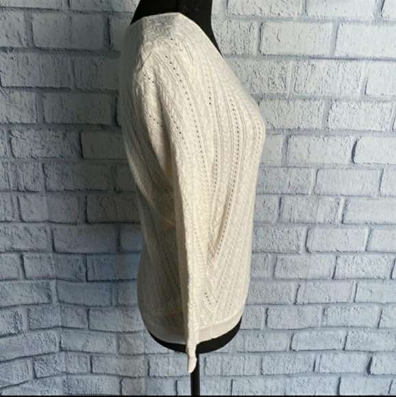 TALBOTS cream V-neck knit sweater - Picture 3 of 6